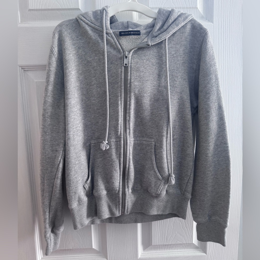 Brandy Melville Heather Gray Zip Up Hoodie